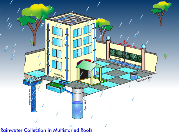 Rainwater Collection in Multistoried Roofs
