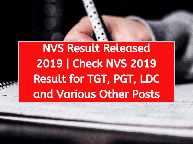 NVS Result 2019 Released