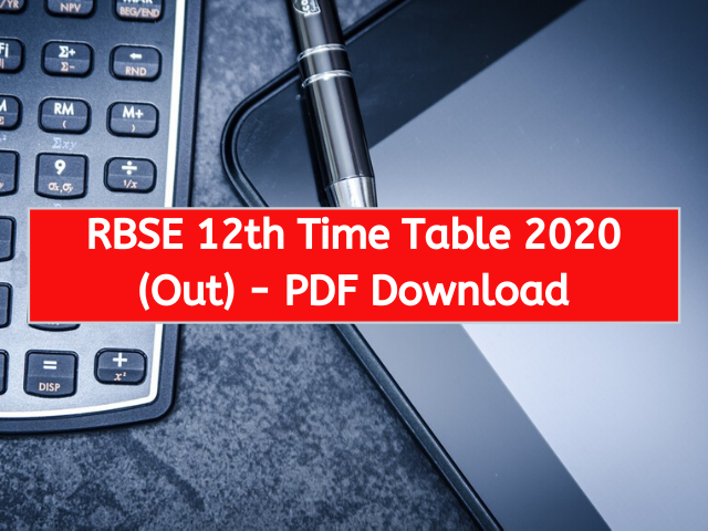 RBSE 12th Time Table 2020 (Out) - PDF Download