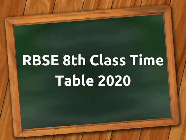 RBSE 8th Class Time Table 2020