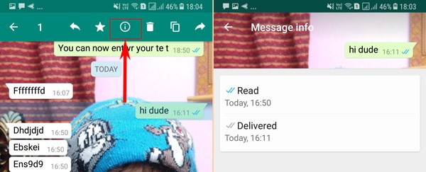 Check exactly when a particular person read your Whatsapp message