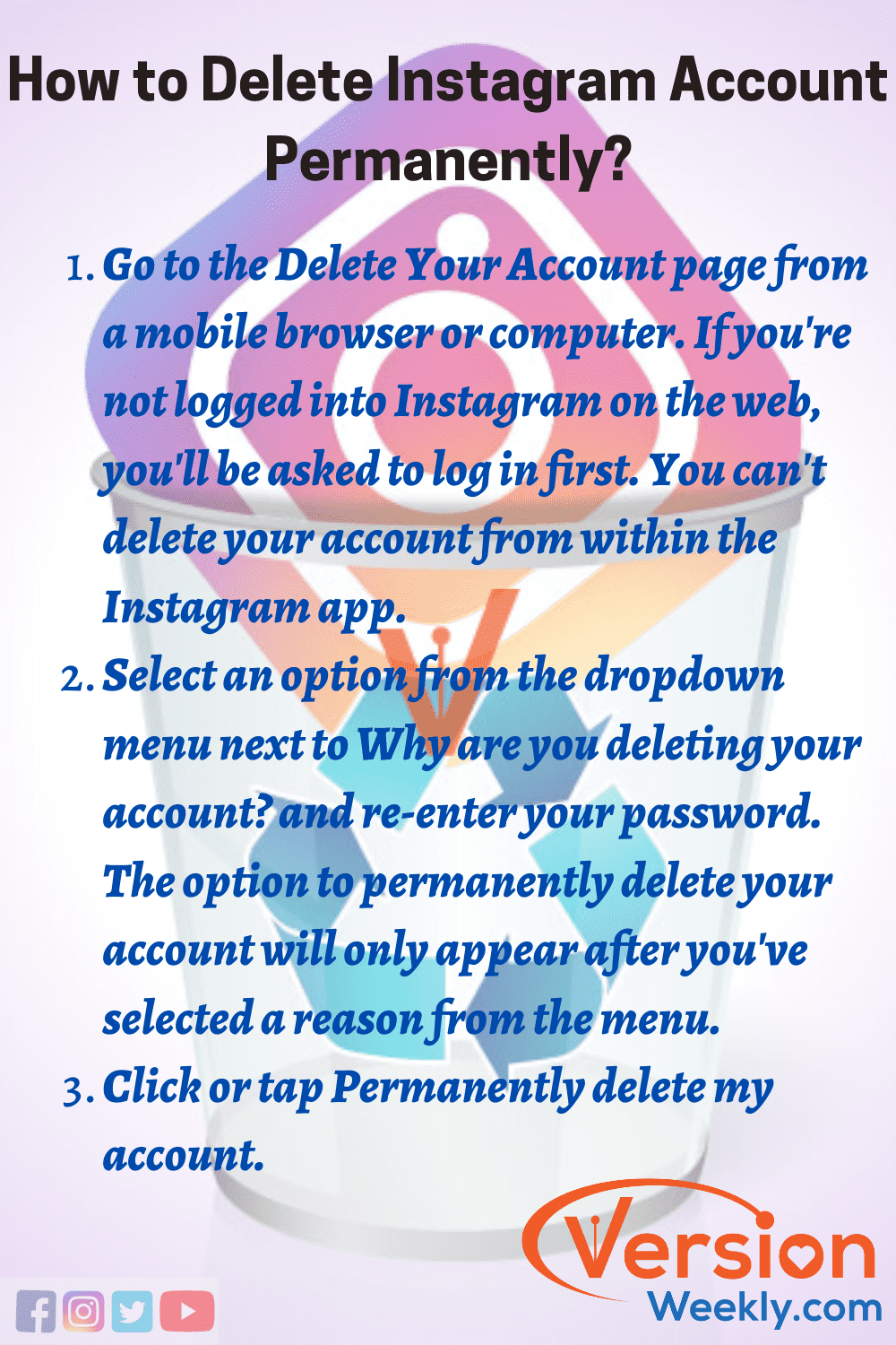 How to delete IG account Permanently