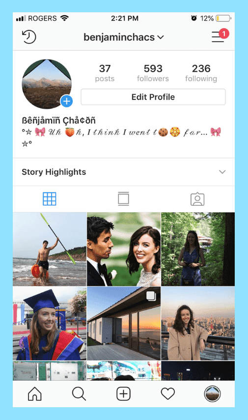 New Fonts on Instagram name and bio