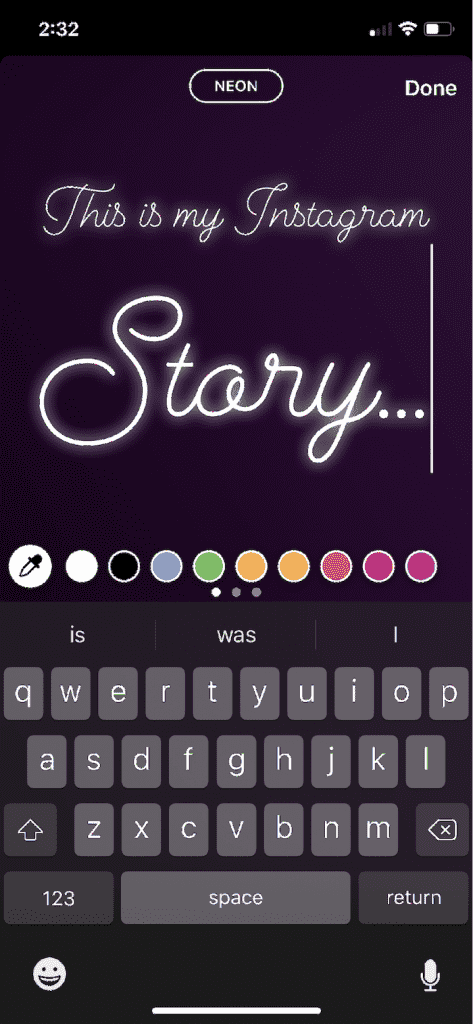 Pick the color to change instagram story text