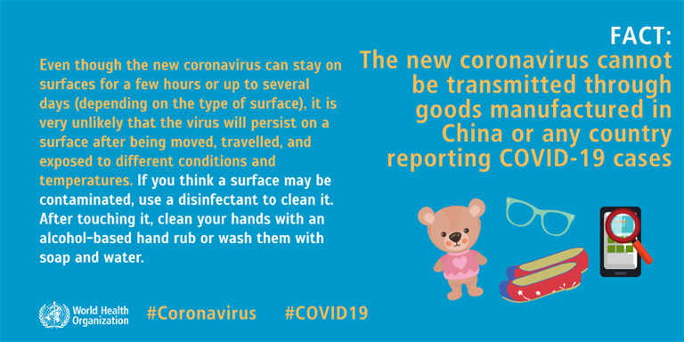 The new coronavirus cannot be transmitted through goods manufactured in China