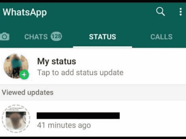 open whatsapp status option