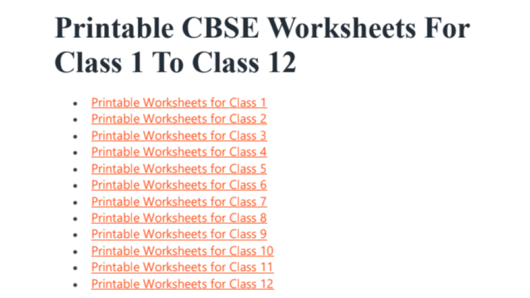 Printable CBSE NCERT Worksheets