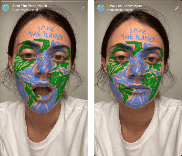 Save the Planet mask AR effect on Instagram to try during Lockdown