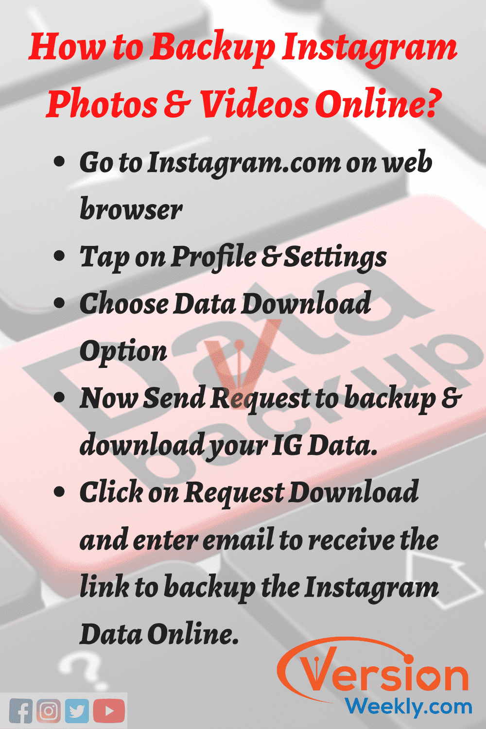 Steps for Instagram Photos & Videos BackUp