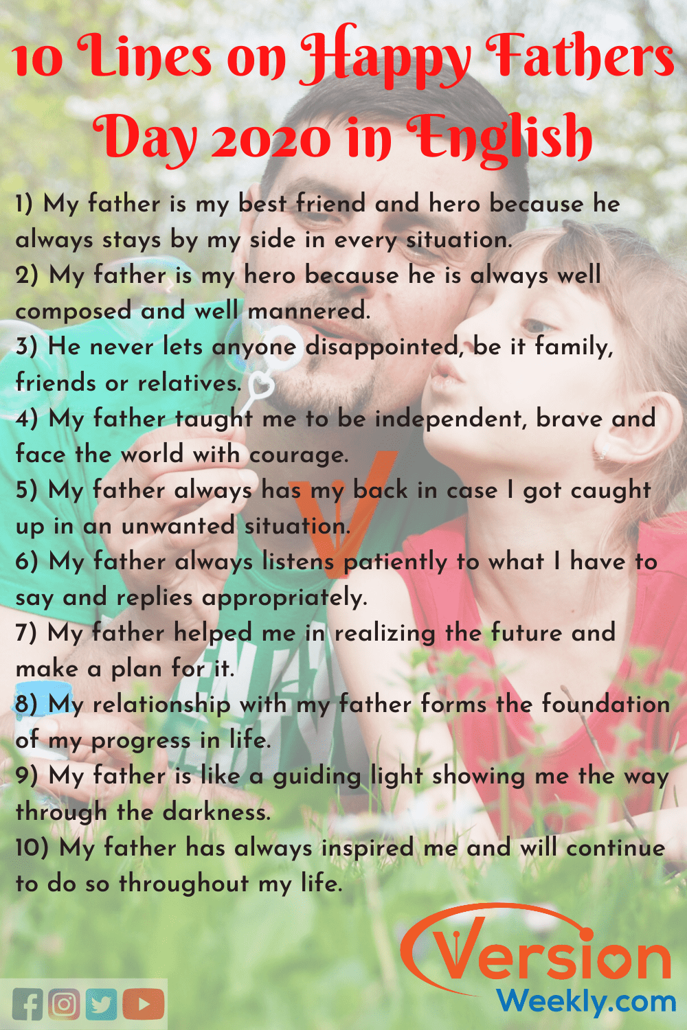 Ten lines on Fathers Day in English