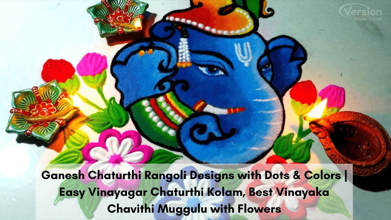 Ganesh Chaturthi Rangoli Designs with Dots & Colors