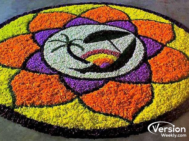 onam rangoli designs with flowers