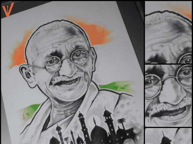 mahatma Gandhi Jayanti pencil drawing
