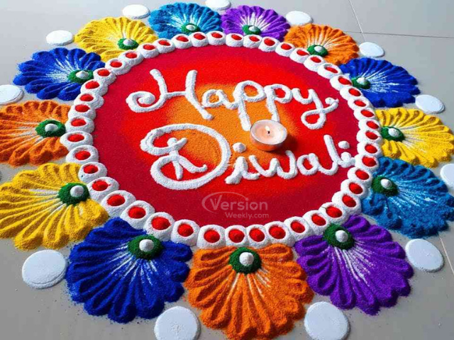 Happy dowali rangoli design with colors