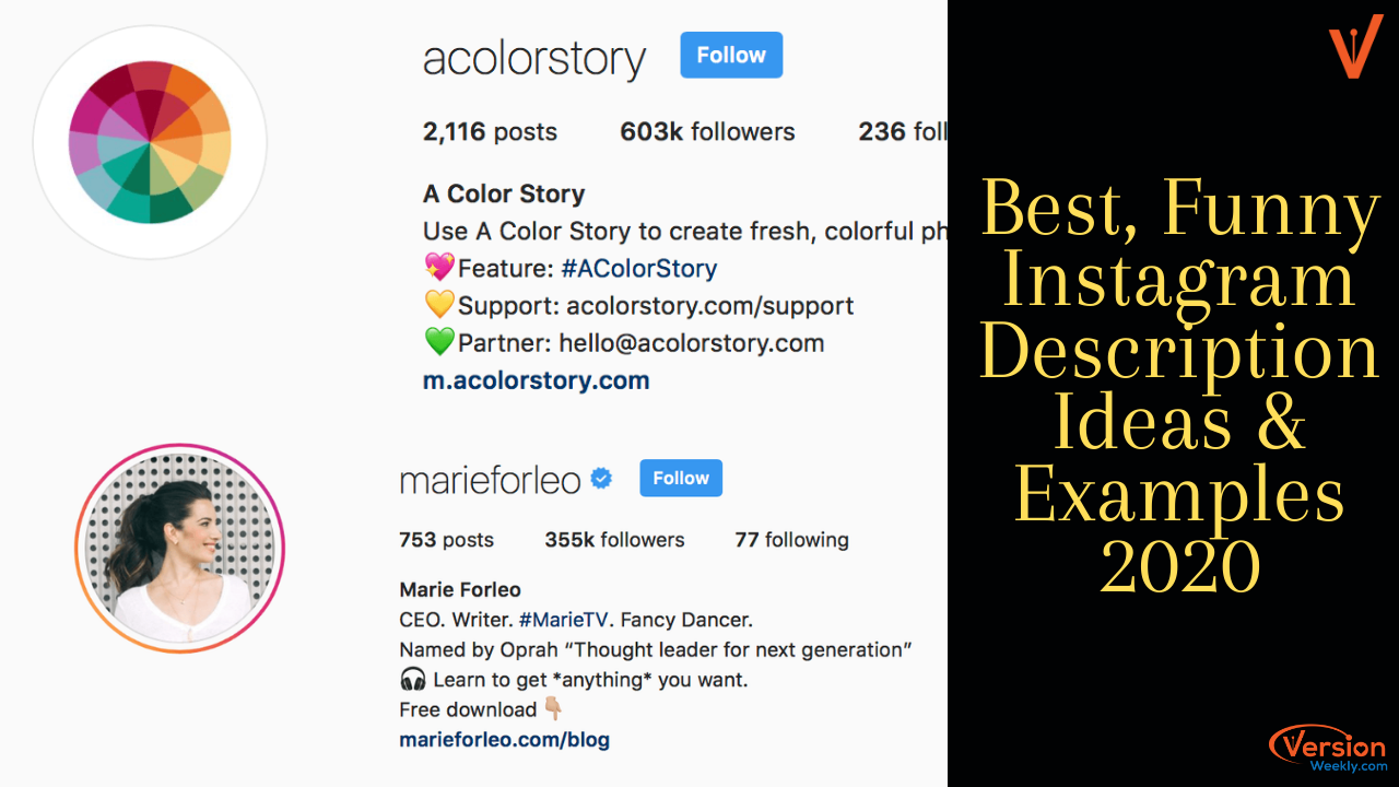 Instagram description examples & ideas 2020