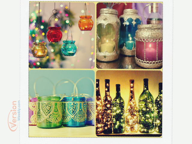 glass jar lantern decorative idea for Diwali festival