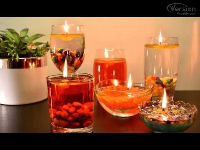 house Diwali decoration idea with water candles