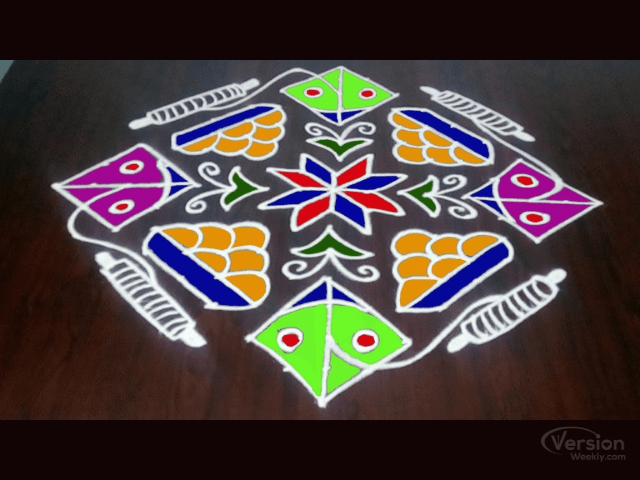 Sankranti kite Rangoli designs with dots