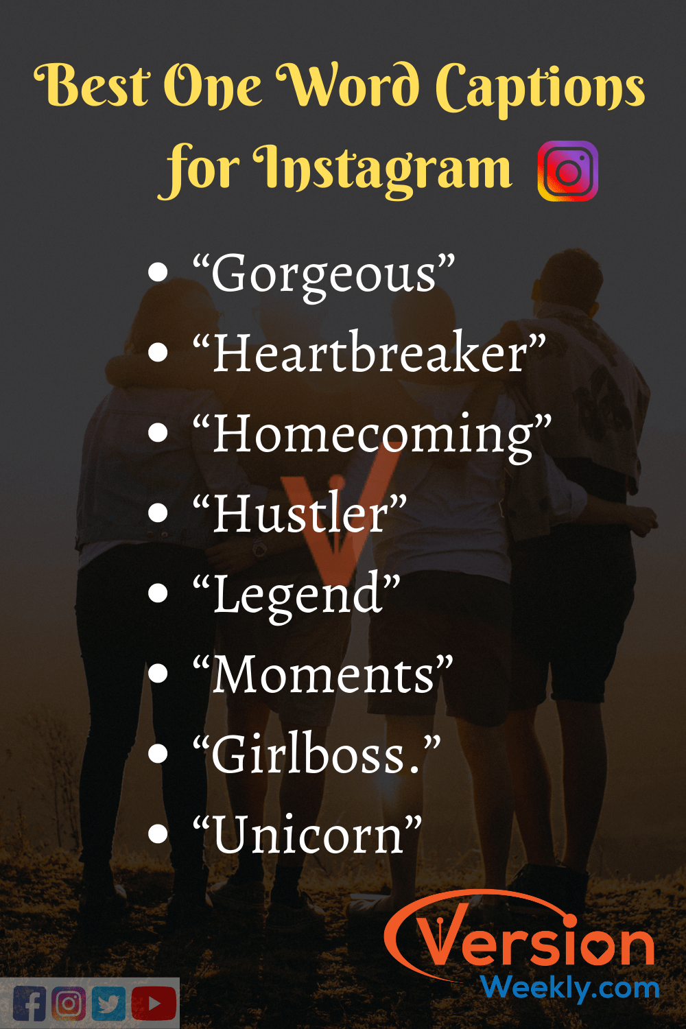 One Word Instagram Captions for Girls & Boys | Best One Word Captions for  Instagram Photos to Get More Likes, Views & Followers – Version Weekly