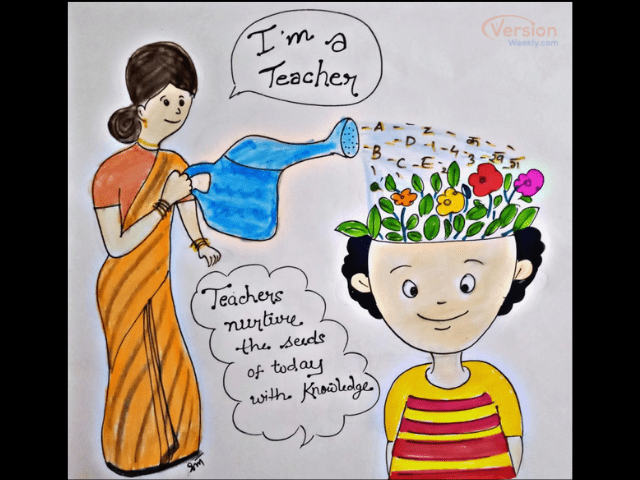 happy teachers day drawing image