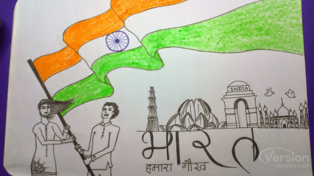 easy republic day drawing jai hind