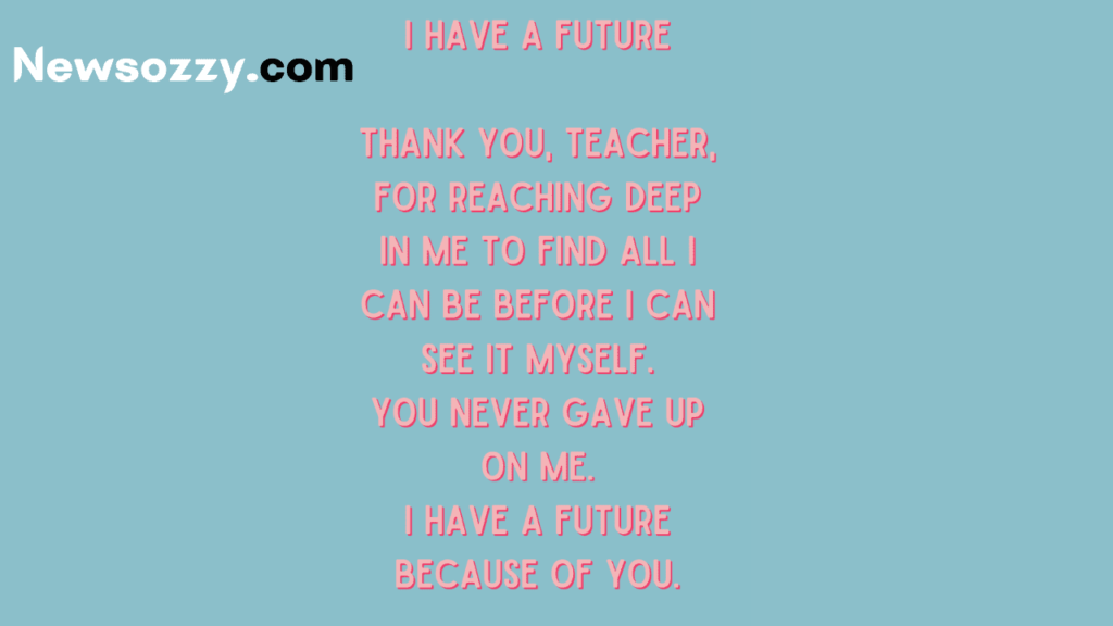 Short thank you poems for teachers from students