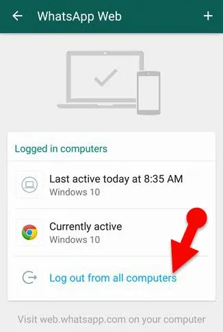 click on log out from all devices