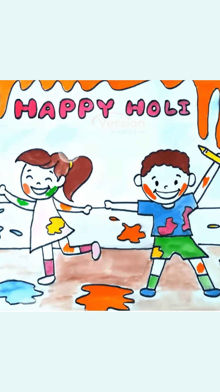 Happy holi drawing for Kids