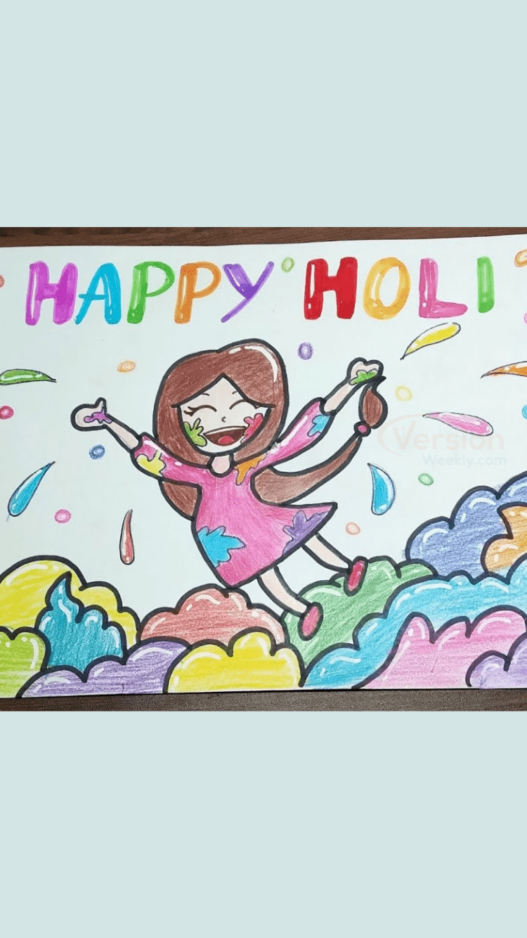 happy holi drawing