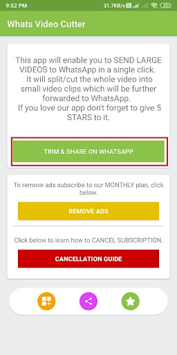 select trim and share on whatsapp